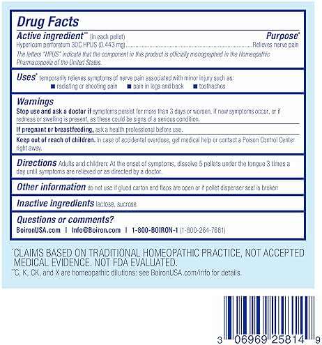 Boiron Hypericum Perforatum 30C Homeopathic Medicine for Relief from Nerve Pain, Toothaches, Pain in Legs or Back, and Shooting Pains - 3 Count (240 Pellets) - Image 6