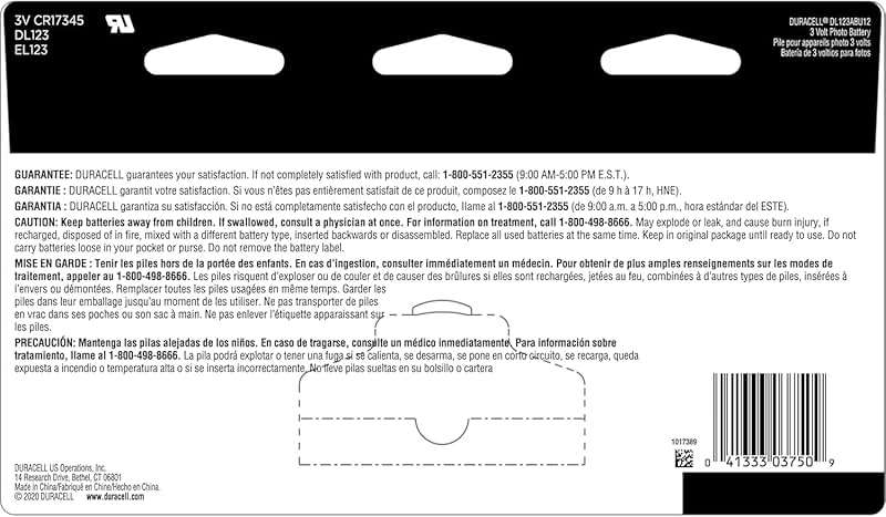 Duracell CR123A 3V Lithium Battery, 12 Count (Pack of 1), 3 Volt High Power for Home Safety, Security Devices, Flashlights, Smoke Alarms, Home Automation - Image 2