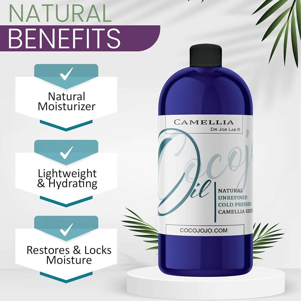Dr Joe Lab Japanese Camellia Seed Oil - Pure, Unrefined, Cold Pressed, Non-GMO Bulk Carrier - 32 oz - for Skin, Hair, Nails, Body, Facial Hair - Hydrating Moisturizing Vegan - Packaging May Vary - Image 4