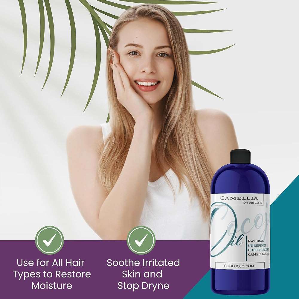 Dr Joe Lab Japanese Camellia Seed Oil - Pure, Unrefined, Cold Pressed, Non-GMO Bulk Carrier - 32 oz - for Skin, Hair, Nails, Body, Facial Hair - Hydrating Moisturizing Vegan - Packaging May Vary - Image 5