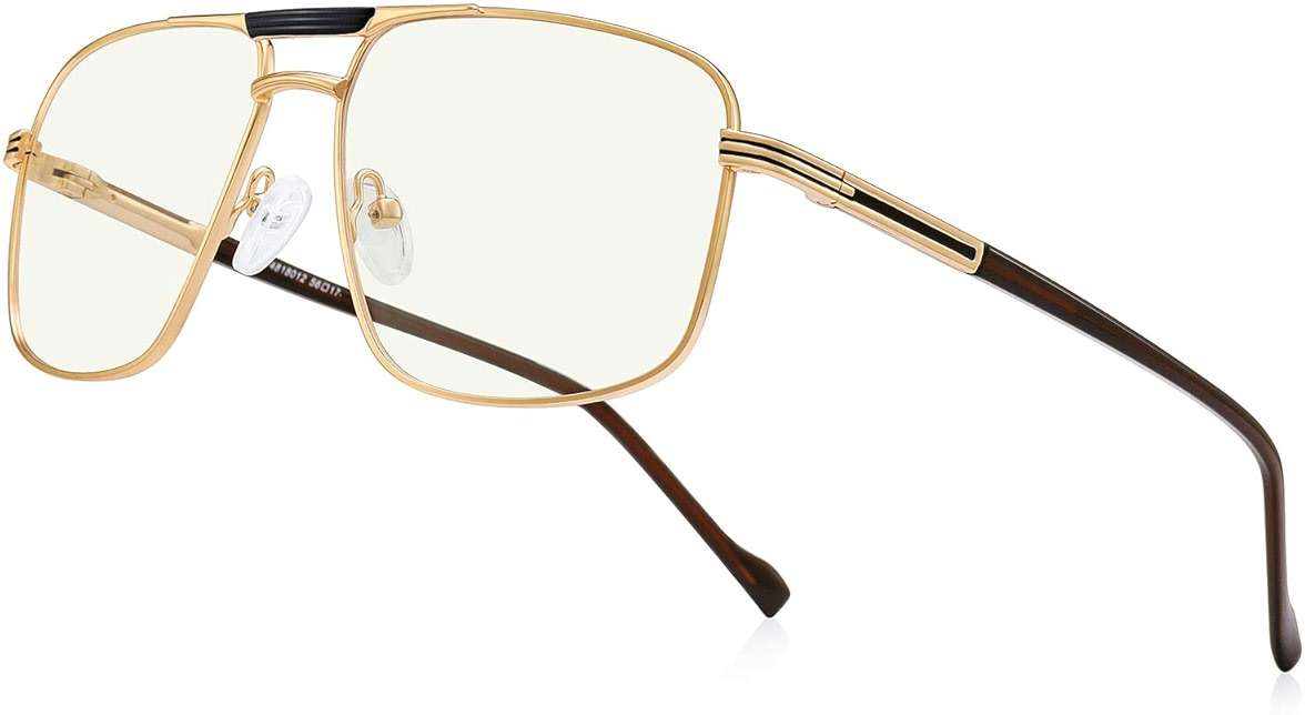 RB.Pilot Reading Glasses for Men Square Double Bridge Blue Light Blocking Computer Readers - Image 1