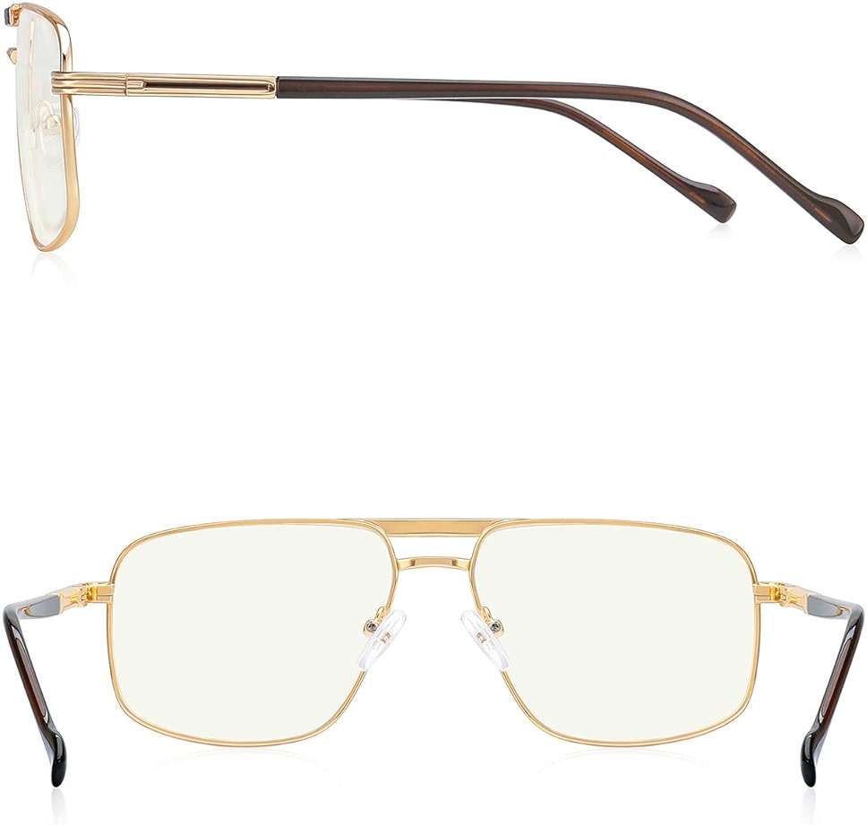 RB.Pilot Reading Glasses for Men Square Double Bridge Blue Light Blocking Computer Readers - Image 3