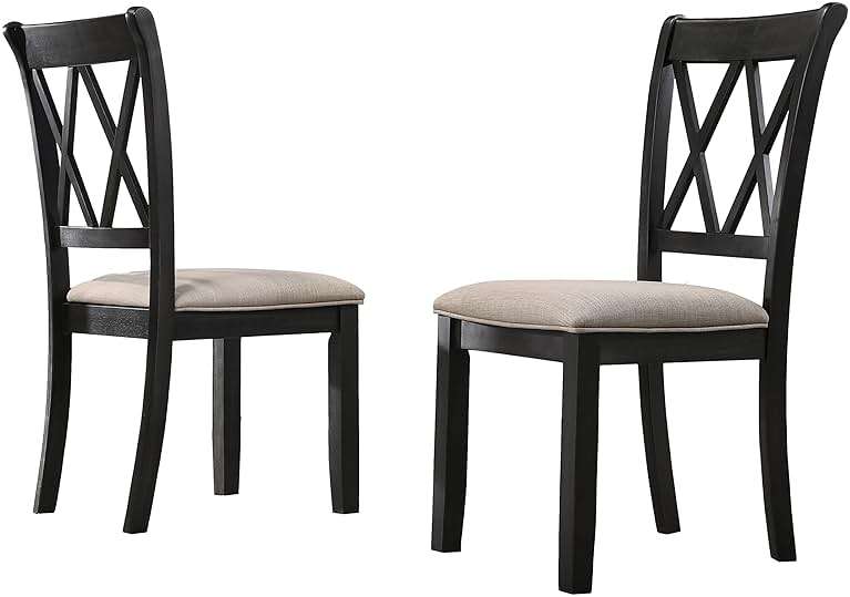 Roundhill Furniture Windvale Fabric Upholstered Dining Chair, Set of 2, Black - Image 11