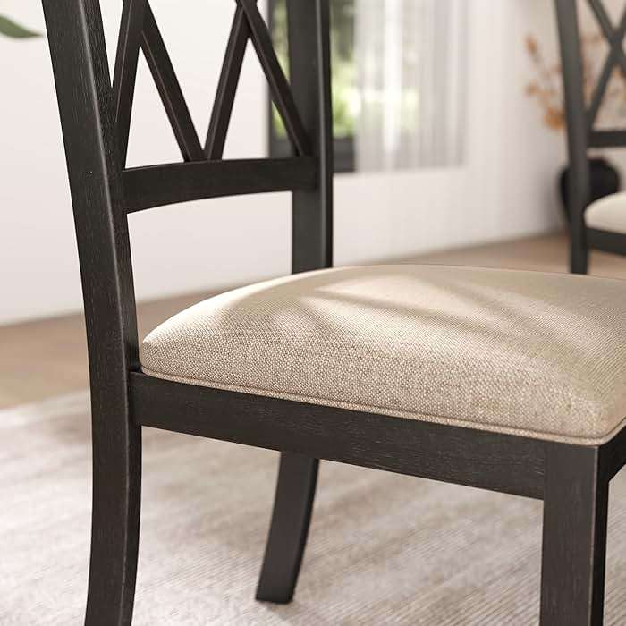 Roundhill Furniture Windvale Fabric Upholstered Dining Chair, Set of 2, Black - Image 4