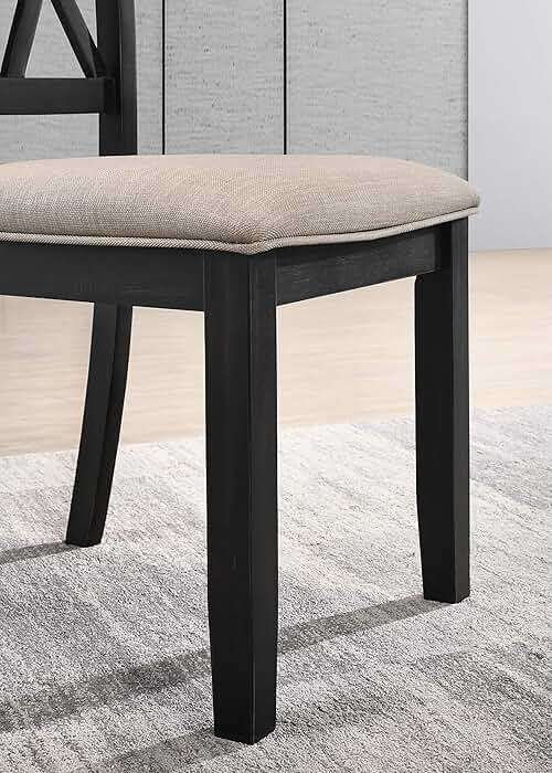 Roundhill Furniture Windvale Fabric Upholstered Dining Chair, Set of 2, Black - Image 7