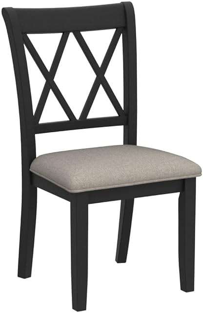 Roundhill Furniture Windvale Fabric Upholstered Dining Chair, Set of 2, Black - Image 8