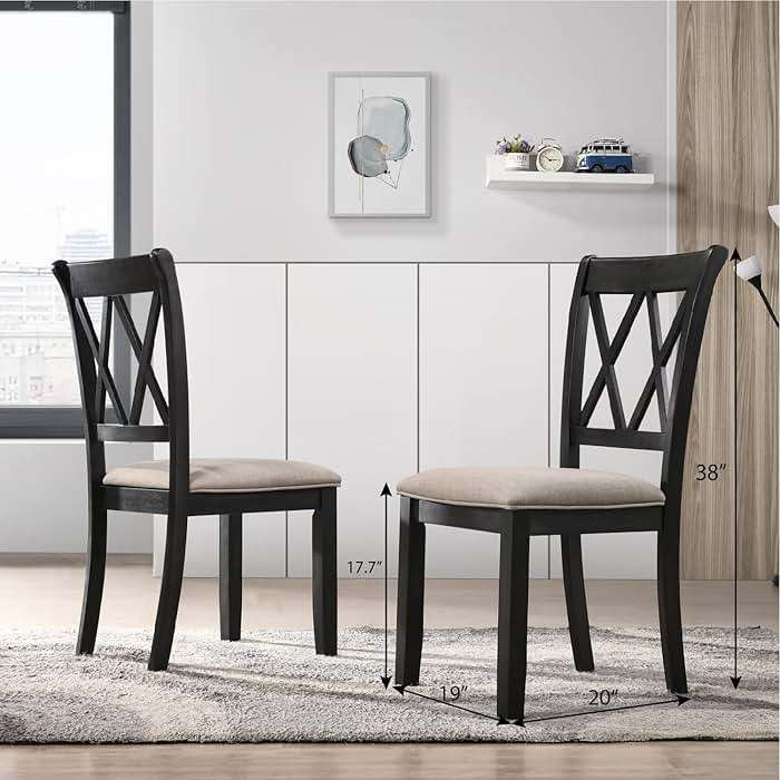 Roundhill Furniture Windvale Fabric Upholstered Dining Chair, Set of 2, Black - Image 10