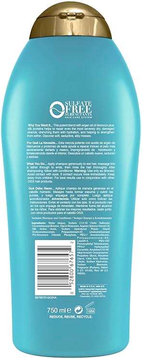 OGX Extra Strength Hydrate & Repair + Argan Oil of Morocco Shampoo for Dry, Damaged Hair, Cold-Pressed Argan Oil to Moisturize & Smooth, Paraben-Free, Sulfate-Free Surfactants, 25.4 Fl Oz - Image 7