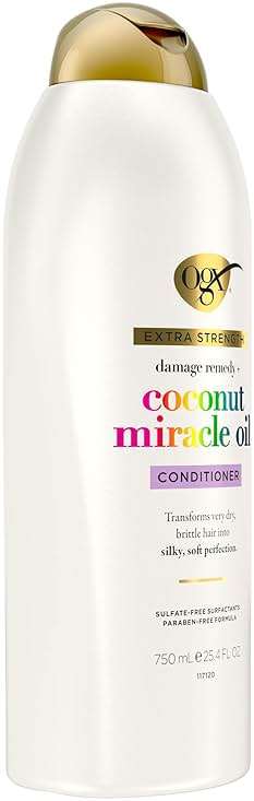 OGX Extra Strength Damage Remedy + Coconut Miracle Oil Conditioner for Dry, Frizzy or Coarse Hair, Hydrating & Flyaway Taming Conditioner, Paraben-Free, Sulfate-Free Surfactants, 25.4 Fl Oz - Image 8