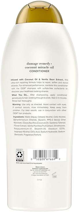 OGX Extra Strength Damage Remedy + Coconut Miracle Oil Conditioner for Dry, Frizzy or Coarse Hair, Hydrating & Flyaway Taming Conditioner, Paraben-Free, Sulfate-Free Surfactants, 25.4 Fl Oz - Image 9