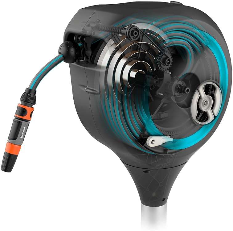GARDENA Automatic Retractable Garden Hose Reel - 66 Feet - 360 Degree Swivel Outdoor Hose Reel with Metal Spike Base - Auto Retract - UV Resistant Housing - Easy Install No Tools Required - 18614 - Image 4