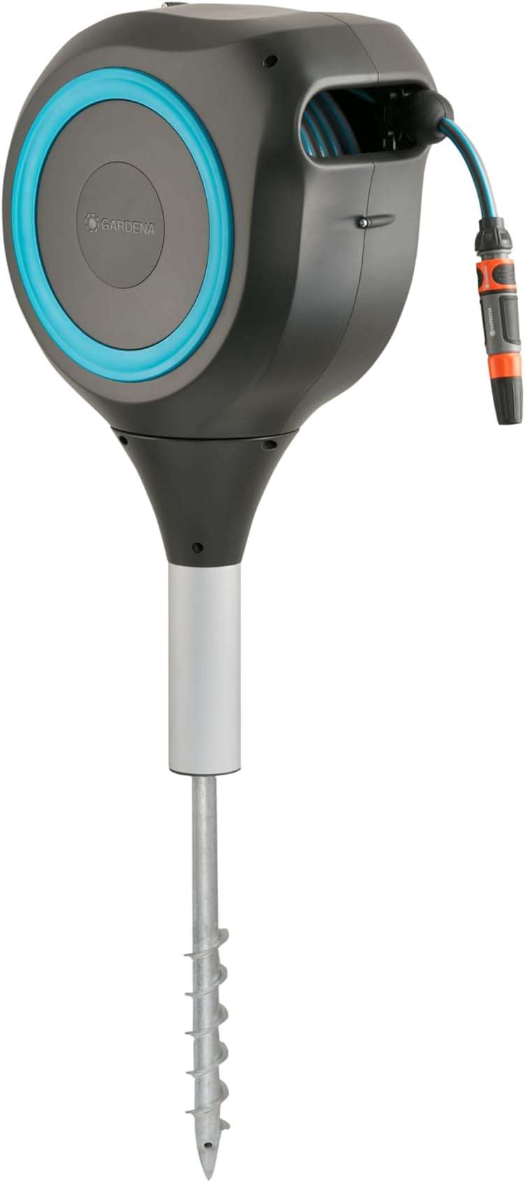 GARDENA Automatic Retractable Garden Hose Reel - 66 Feet - 360 Degree Swivel Outdoor Hose Reel with Metal Spike Base - Auto Retract - UV Resistant Housing - Easy Install No Tools Required - 18614 - Image 7