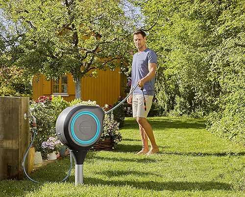 GARDENA Automatic Retractable Garden Hose Reel - 66 Feet - 360 Degree Swivel Outdoor Hose Reel with Metal Spike Base - Auto Retract - UV Resistant Housing - Easy Install No Tools Required - 18614 - Image 8