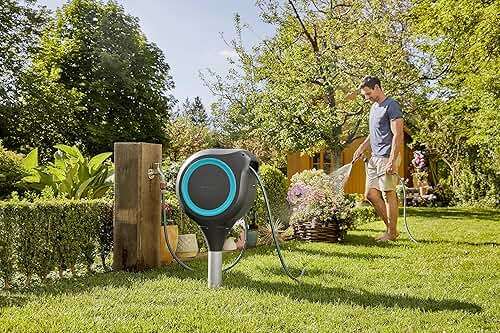 GARDENA Automatic Retractable Garden Hose Reel - 66 Feet - 360 Degree Swivel Outdoor Hose Reel with Metal Spike Base - Auto Retract - UV Resistant Housing - Easy Install No Tools Required - 18614 - Image 9