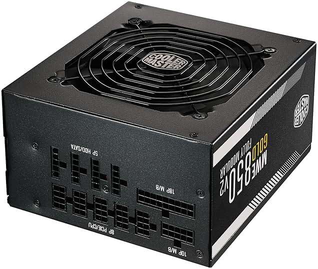 Cooler Master MWE Gold 850 V2 Fully Modular Power Supply â€“ 850W 80+ Certified PSU, Dual EPS Connectors, Semi-Fanless Low Noise Design, Flat Black Cables, Reliable ATX Gaming PSU, 5-Year Warranty - Image 1