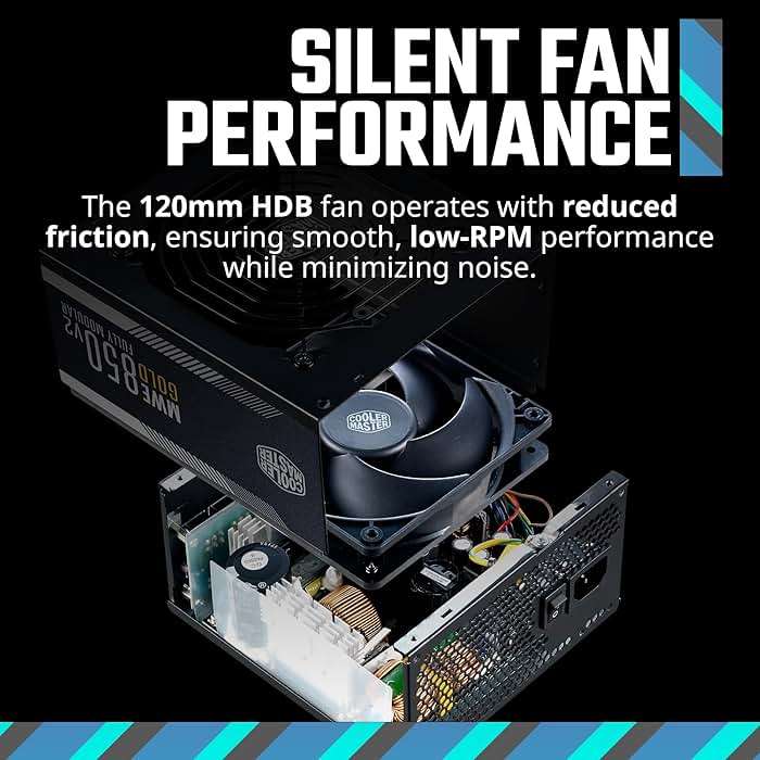 Cooler Master MWE Gold 850 V2 Fully Modular Power Supply â€“ 850W 80+ Certified PSU, Dual EPS Connectors, Semi-Fanless Low Noise Design, Flat Black Cables, Reliable ATX Gaming PSU, 5-Year Warranty - Image 7