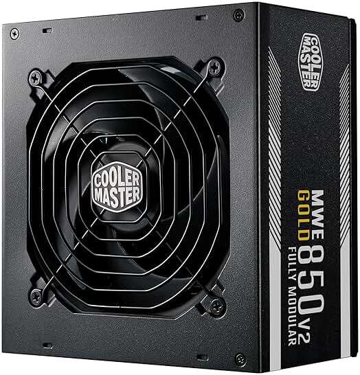 Cooler Master MWE Gold 850 V2 Fully Modular Power Supply â€“ 850W 80+ Certified PSU, Dual EPS Connectors, Semi-Fanless Low Noise Design, Flat Black Cables, Reliable ATX Gaming PSU, 5-Year Warranty - Image 8