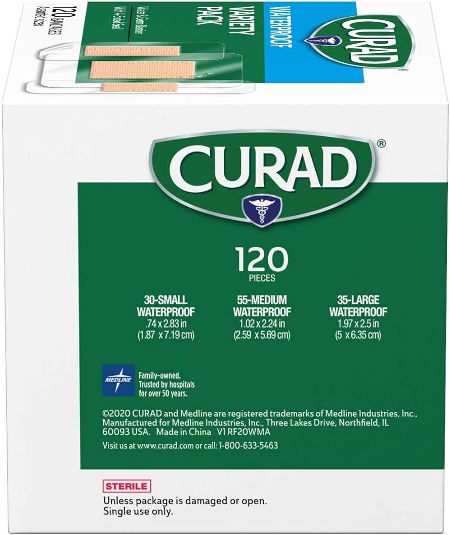 Curad Waterproof Bandage Variety Pack, 3 Styles Included; Assorted Size, 120 Bandages - Image 4