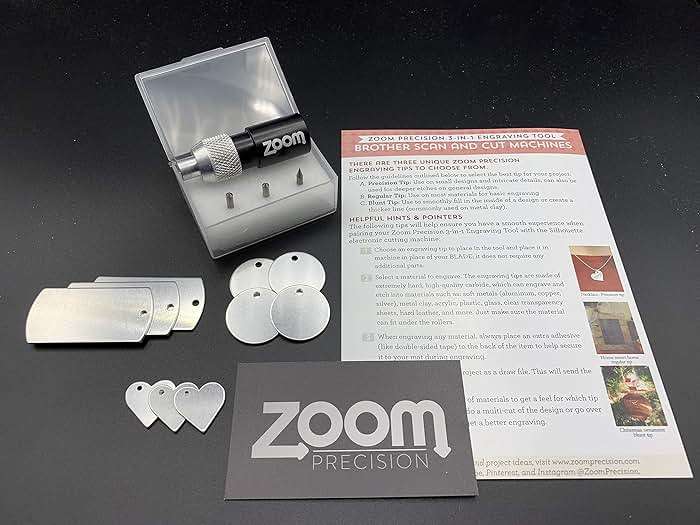 Brother ScanNCut 3-in-1 Etching/Engraving Tool - Precision, Regular, and Blunt Engraving Tips with Heart, Dog Tag, and Circle Stamping Blanks for Brother Scan and Cut Machines- by Zoom Precision - Image 2