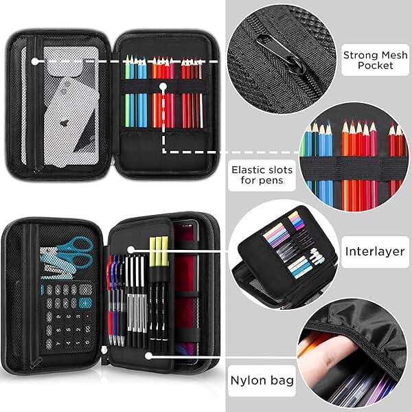 Zannaki Big Capacity Storage Pouch Marker Pen Pencil Case Simple Stationery Bag Box Art Tool & Sketch Storage Boxes for Bullet Journal Middle High School Office College Student Girl Women Adult Teen - Image 3