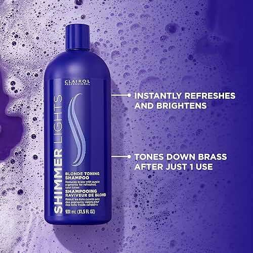 Clairol Professional Shimmer Lights Purple Shampoo| Neutralizes Brass & Yellow Tones | For Blonde, Silver, Gray & Highlighted Hair - Image 4