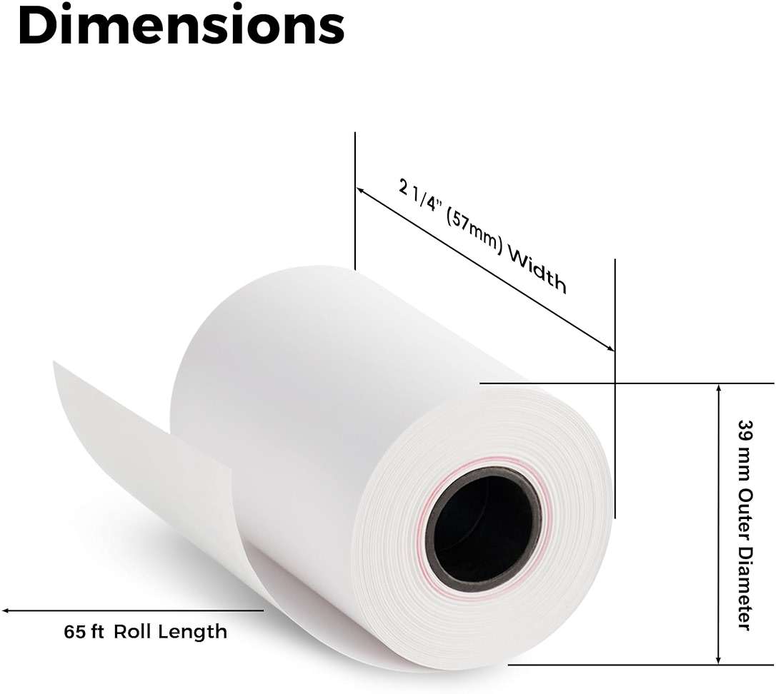ReceiptPaperPro 2 1/4” x 65 ft Thermal Receipt Paper Rolls, fits Ingenico Desk 3500 Desk 5000 Move 5000 Verifone t650 Pax a920, 50 Rolls/Case - Image 2