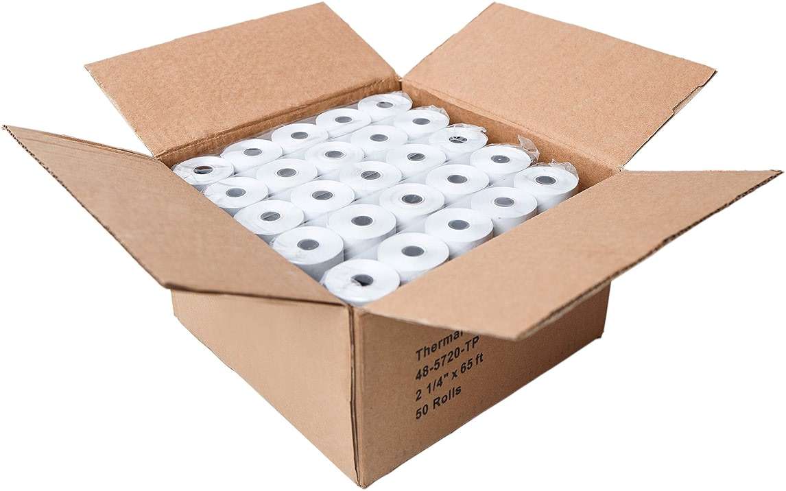 ReceiptPaperPro 2 1/4” x 65 ft Thermal Receipt Paper Rolls, fits Ingenico Desk 3500 Desk 5000 Move 5000 Verifone t650 Pax a920, 50 Rolls/Case - Image 3