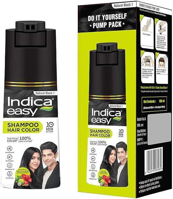 Indica Easy Shampoo In Hair Colour| Natural Black | 180ml (6.08 oz) - Image 3