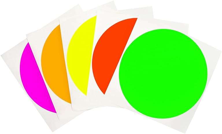 ChromaLabel 4 Inch Big Round Colored Stickers, High Visibility Removable Sticky Dots Color Coding Labels, Easy to Write On- 5 Assorted Matte Finish Fluorescent Colors, 100 Sticker - Image 1