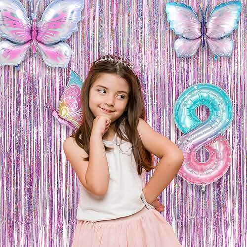 Pink Tinsel Curtain Party Backdrop - GREATRIL Foil Fringe Curtain Lilac Pink Party Streamers for Birthday Girl Themed Party Decorations - 2 Packs - Image 5