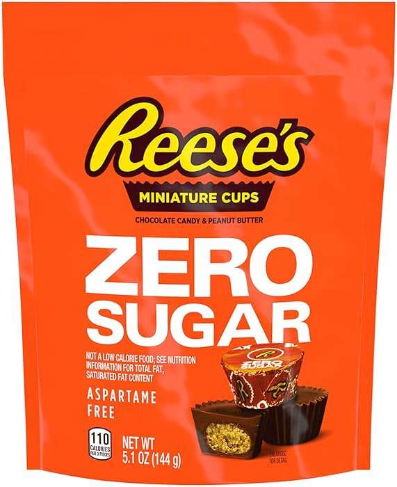 REESE'S Zero Sugar Miniatures Chocolate Peanut Butter Cups, Candy Bag, 5.1 oz - Image 3