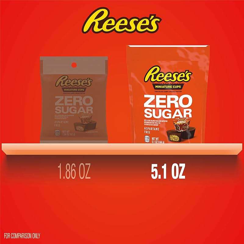 REESE'S Zero Sugar Miniatures Chocolate Peanut Butter Cups, Candy Bag, 5.1 oz - Image 4
