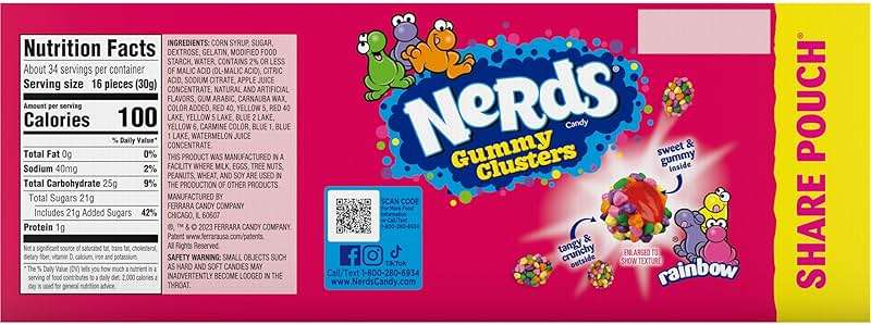 NERDS Gummy Clusters Candy, Rainbow, Crunchy and Gummy, 3 oz (Pack of 12) - Image 9
