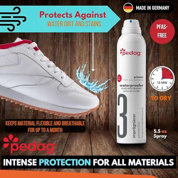 Pedag PFAS-Free Waterproofer | German Made | Heavy Duty Waterproof and Stain Repellent | Canvas & Fabric Spray Protector | Waterproofing Spray and Guard for Boots, Shoes, Tents, Hats, Jackets | 1 Can - Image 2