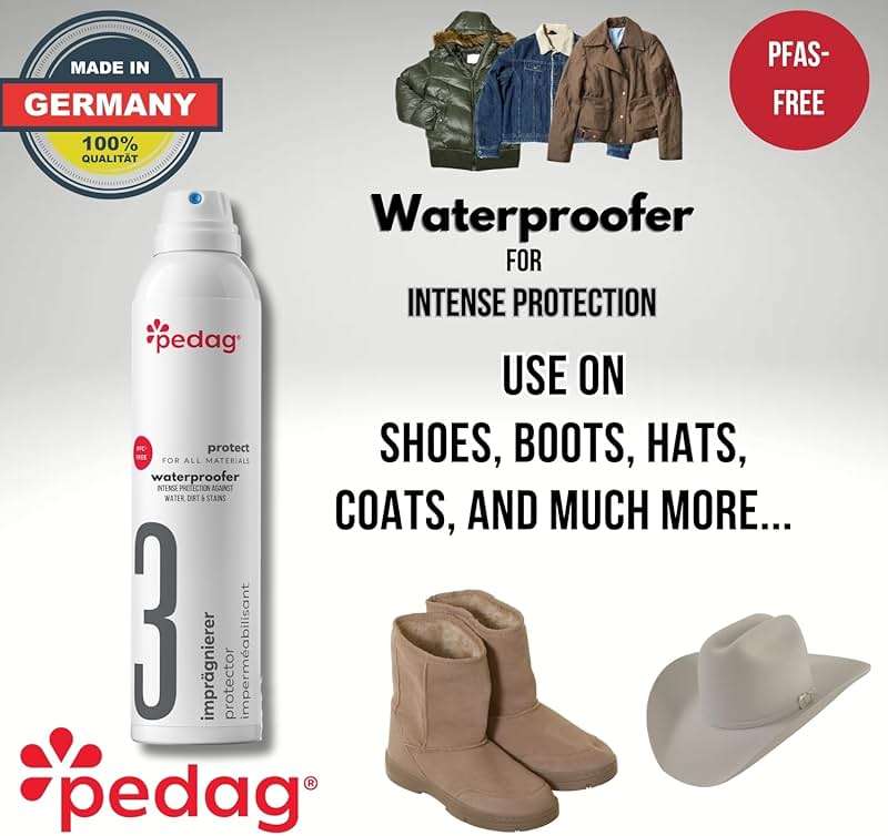 Pedag PFAS-Free Waterproofer | German Made | Heavy Duty Waterproof and Stain Repellent | Canvas & Fabric Spray Protector | Waterproofing Spray and Guard for Boots, Shoes, Tents, Hats, Jackets | 1 Can - Image 4