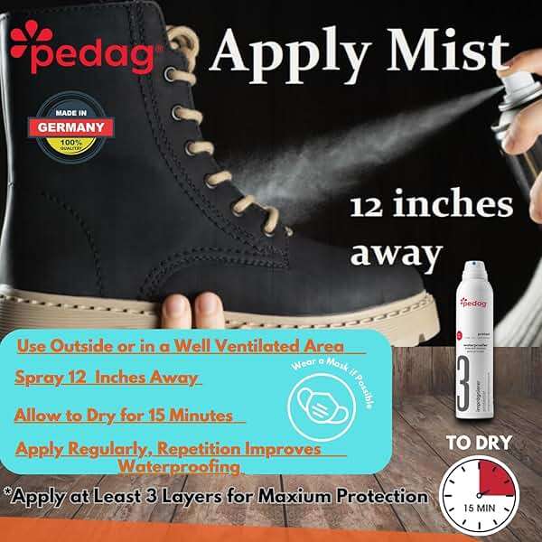 Pedag PFAS-Free Waterproofer | German Made | Heavy Duty Waterproof and Stain Repellent | Canvas & Fabric Spray Protector | Waterproofing Spray and Guard for Boots, Shoes, Tents, Hats, Jackets | 1 Can - Image 8