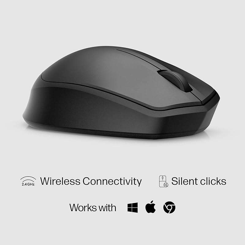 HP 280 Silent Wireless Mouse - Ergonomic, Right-Handed Design - 2.4GHz USB Wireless Connection - Multi-Surface Technology, 1600 DPI Optical Sensor - Win, Chrome, Mac OS - Up to 18-Month Battery Life - Image 2