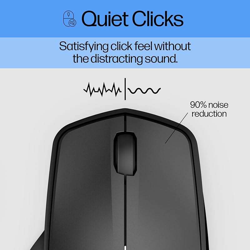 HP 280 Silent Wireless Mouse - Ergonomic, Right-Handed Design - 2.4GHz USB Wireless Connection - Multi-Surface Technology, 1600 DPI Optical Sensor - Win, Chrome, Mac OS - Up to 18-Month Battery Life - Image 4