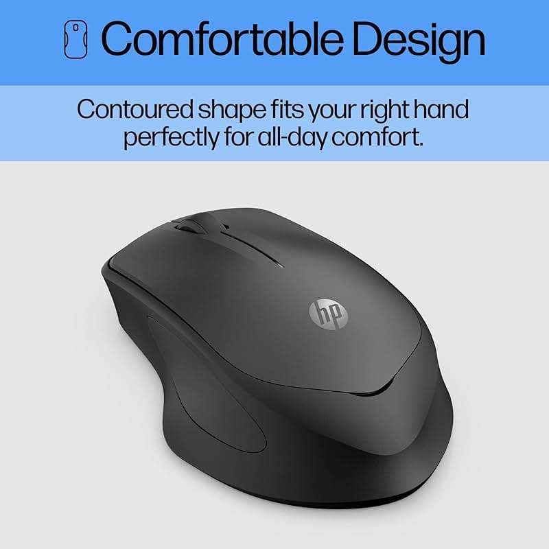 HP 280 Silent Wireless Mouse - Ergonomic, Right-Handed Design - 2.4GHz USB Wireless Connection - Multi-Surface Technology, 1600 DPI Optical Sensor - Win, Chrome, Mac OS - Up to 18-Month Battery Life - Image 5
