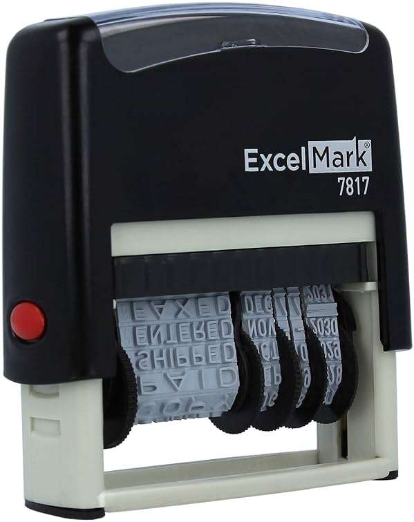 ExcelMark 12 Phrase Self-Inking Date Stamp - 2" x 1/4" Impression - Black Ink (7817) - Image 4