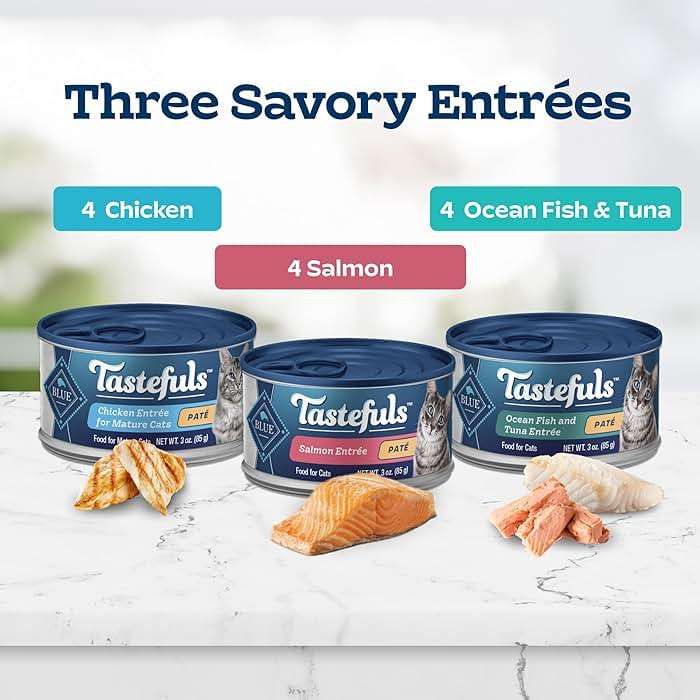 Blue Buffalo Tastefuls Wet Cat Food Paté Variety Pack (Chicken, Salmon, Ocean Fish & Tuna) for Adult Cats, Made with Natural Ingredients, 3-oz. Each (12 Cans) - Image 4