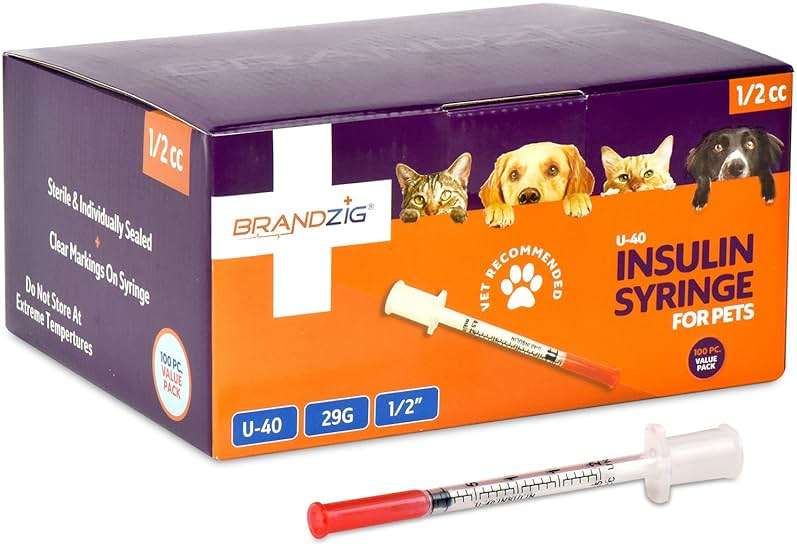 Brandzig U-40 Pet Insulin Syringes 29G 1/2cc, 1/2" 100-Pack - Image 1