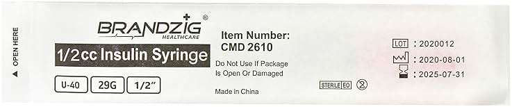 Brandzig U-40 Pet Insulin Syringes 29G 1/2cc, 1/2" 100-Pack - Image 4