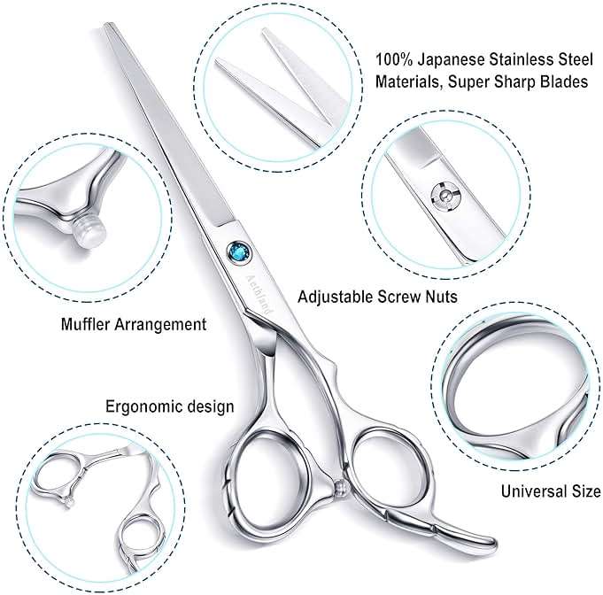 Hair Cutting Scissors, Aethland Japanese 9CR Stainless Steel Professional Barber Hairdressing Shears (Trimming Shaping Grooming Shears) for Men Women Pets Home Salon Barber Haircut Kit, 6.5" - Image 2