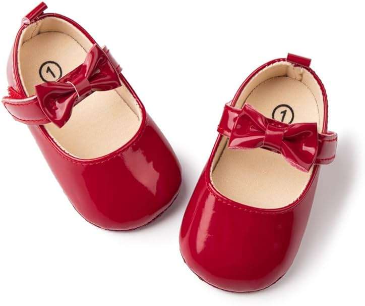 Meckior Infant Baby Girls Soft Sole Bowknot Princess Wedding Dress Mary Jane Flats Prewalker Newborn Light Baby Sneaker Shoes - Image 1