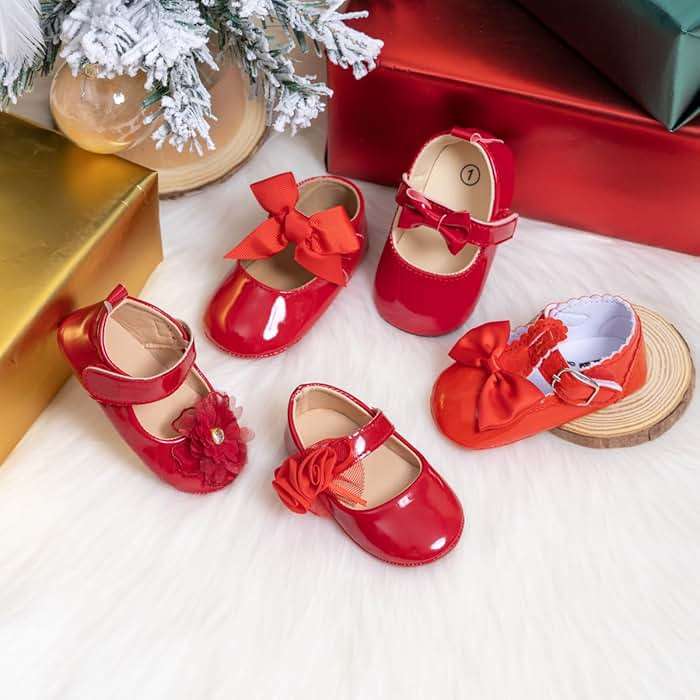 Meckior Infant Baby Girls Soft Sole Bowknot Princess Wedding Dress Mary Jane Flats Prewalker Newborn Light Baby Sneaker Shoes - Image 2