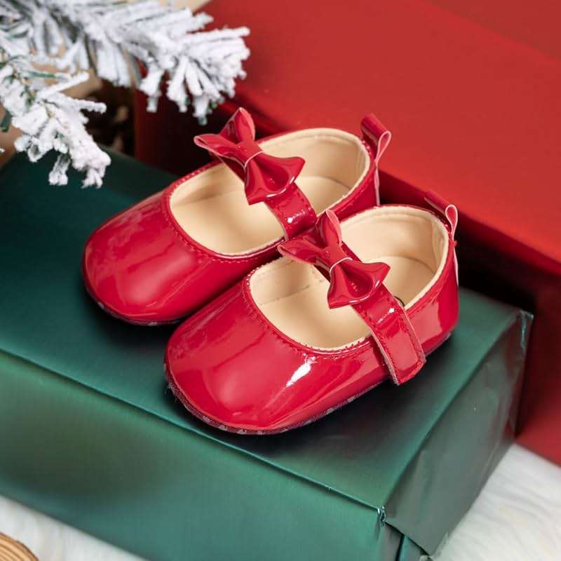 Meckior Infant Baby Girls Soft Sole Bowknot Princess Wedding Dress Mary Jane Flats Prewalker Newborn Light Baby Sneaker Shoes - Image 4