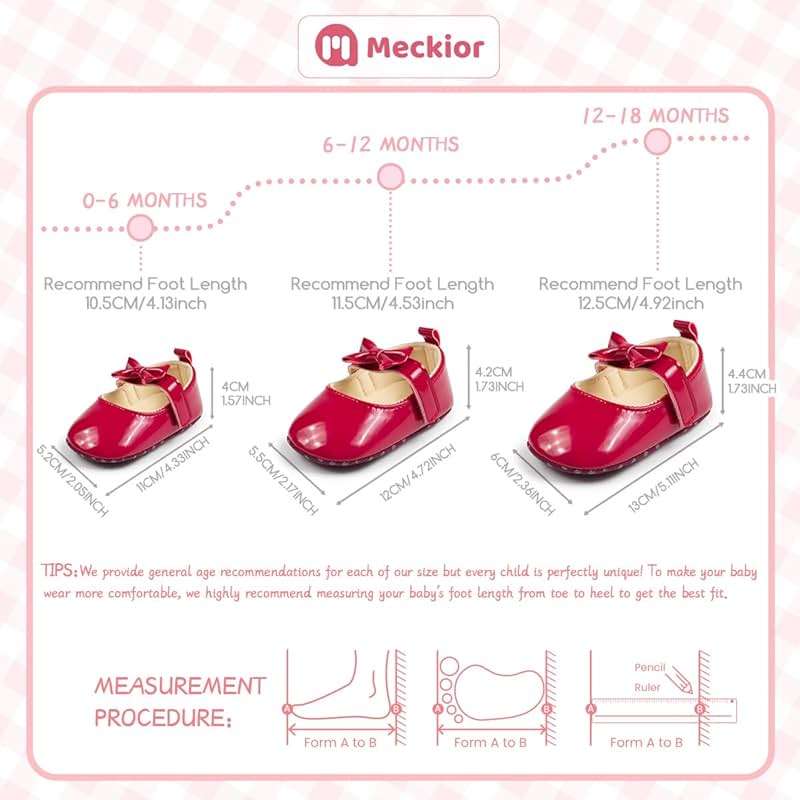 Meckior Infant Baby Girls Soft Sole Bowknot Princess Wedding Dress Mary Jane Flats Prewalker Newborn Light Baby Sneaker Shoes - Image 6