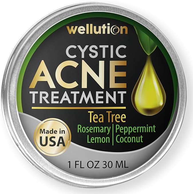 Cystic Acne Spot Treatment – Tea Tree Acne Cream – Fast-Acting Acne Spot Corrector for Face, Pimples & Blemishes – Non-Greasy, Gentle Formula – 1oz – by WELLUTION - Image 1