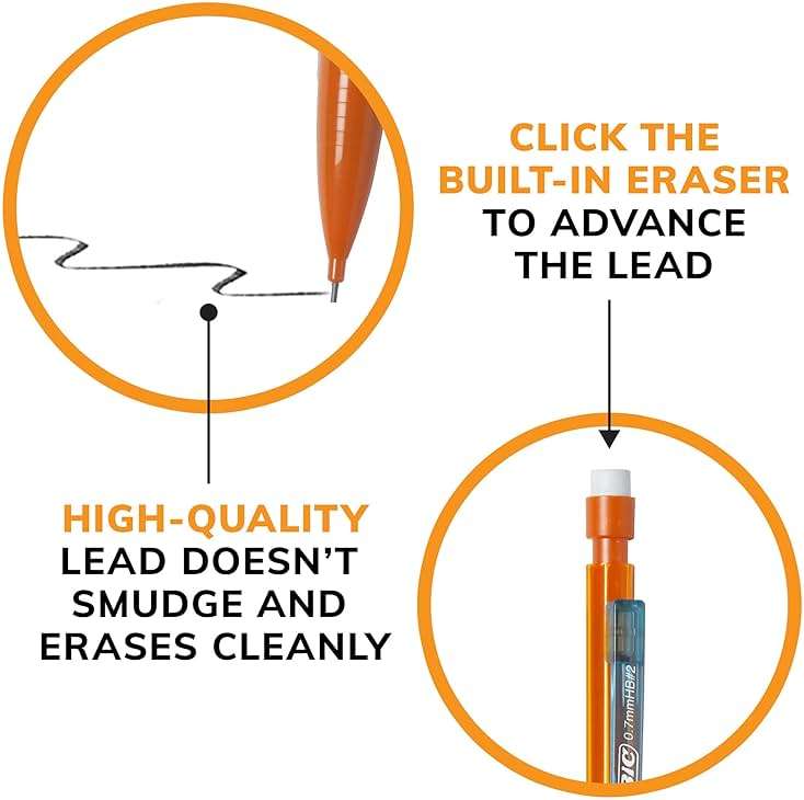 BIC Xtra Smooth Bright Edition Mechanical Pencils, 0.7 mm Medium Point, Bulk School Supplies for Students and Teachers, 40-Count Pack - Image 6